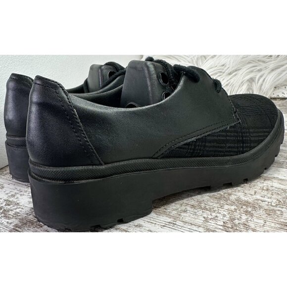 Clarks Calla Ruby Oxford 7M Blk Leather Lace Up Lug Sole Academic Preppy Career - Picture 8 of 12